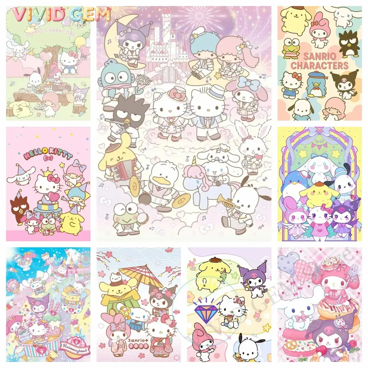 Photo Mosaic Print - Diamond Painting Sanrio Family Collection Diamond