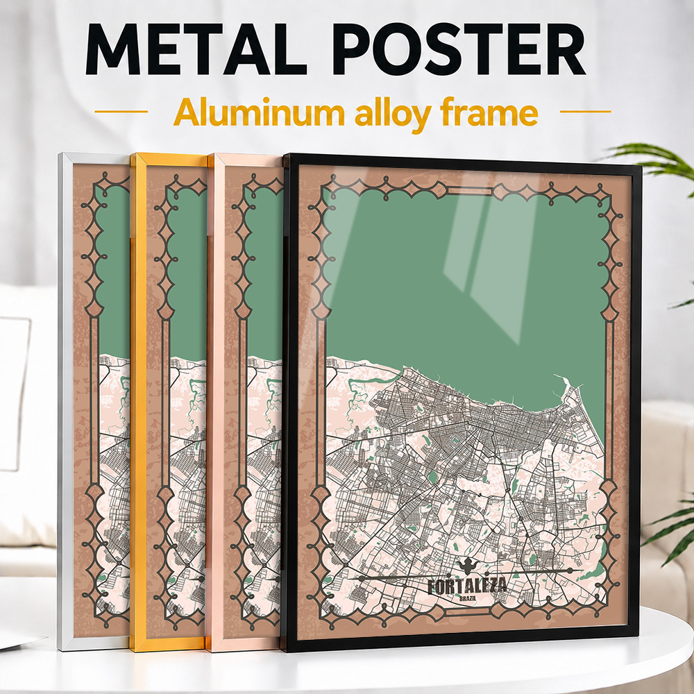 Custom Map Poster - Fortaleza City Map Framed Metal Print
