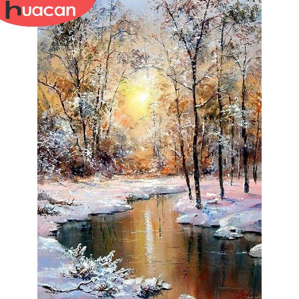 HUACAN Diamond Painting Winter - đánh giá và giá Photo Mosaic Print