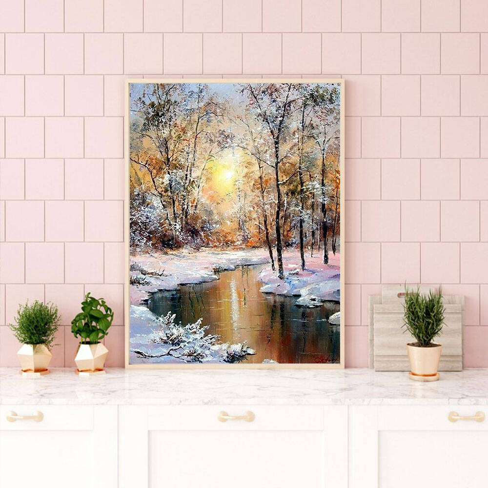 HUACAN Diamond Painting Winter - đánh giá và giá Photo Mosaic Print