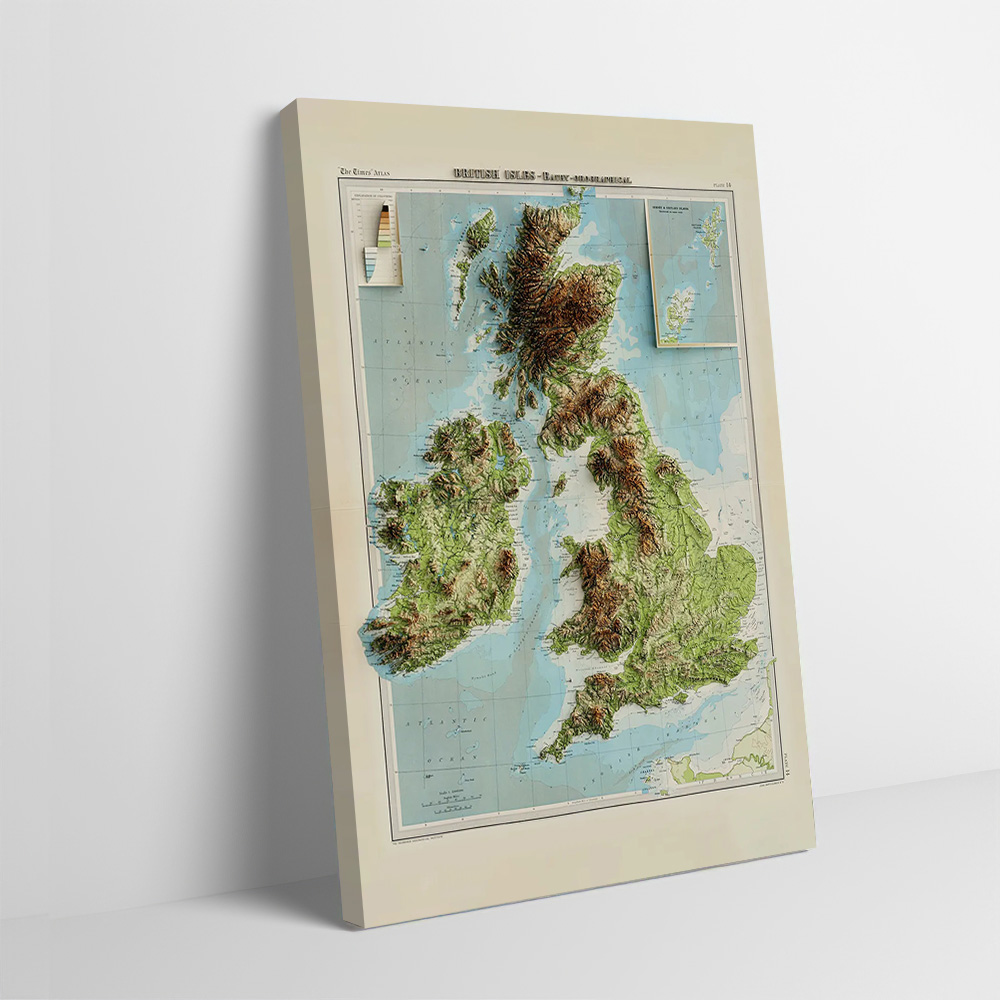 3D Relief Map of 1922 British  - đánh giá và giá Custom Map Poster