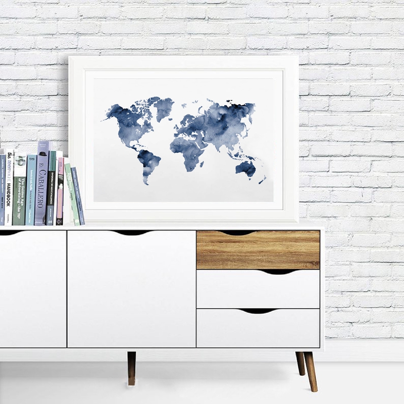 Xanh Dương Bản Đồ Thế Giới In  - đánh giá và giá Custom Star Map