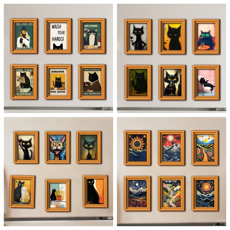 6Pcs/set Wooden Refrigerator M - đánh giá và giá Engraved Wood Frame