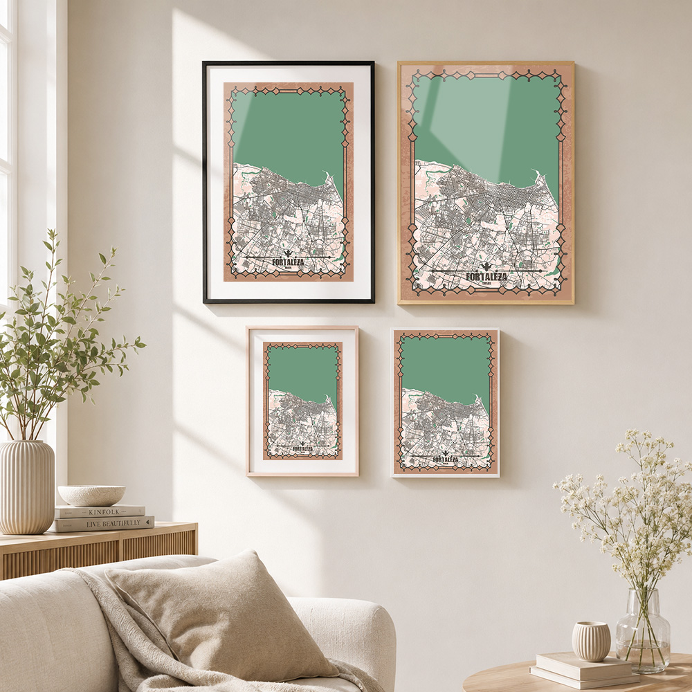 Fortaleza City Map Framed Meta - đánh giá và giá Custom Map Poster